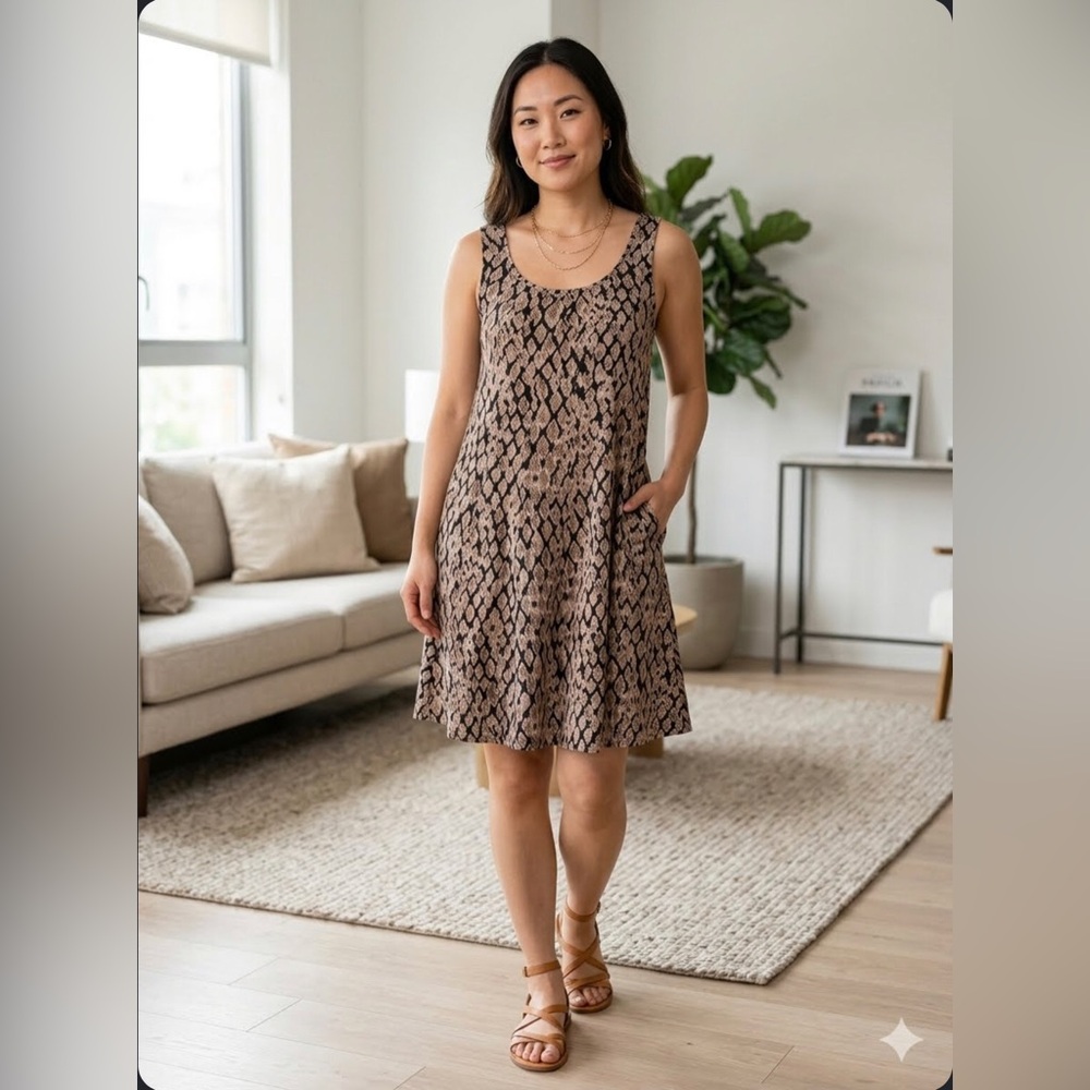 George | brown snake print Summer sleeveless Dress | size L